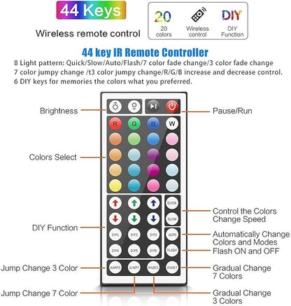 TJOY 200ft Led Strip Lights(2 Rolls of 100ft), Color Changing RGB Led Lights for Bedroom, Long Tape Lighting with 44 Key Remote, Rope Lighting Indoor for Living Room Decor