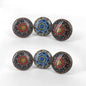 Handmade Black and Blue Abstract Ceramic Stone Cabinet Knobs,Vintage Decorative Drawer Pulls for Trendy Cabinets,Modern Dressers & Cupboards, Knobs for Kitchen & Furniture-Set of 6