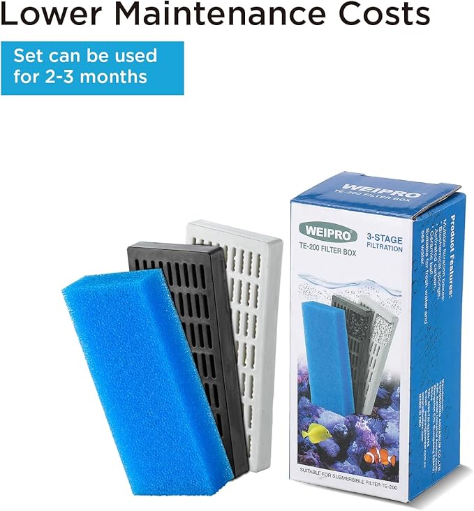 Replacement Cartridge for Fish Tank Filter TE-200 with Aquarium Filter Foam, Active Carbon and Ceramic Ring(TE200-S)-Mewly Pet