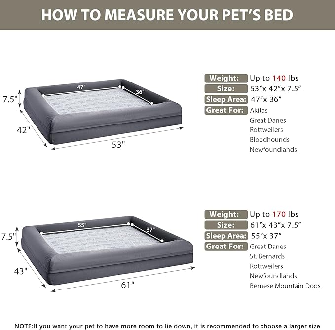 WNPETHOME XXL Extra Large Dog Bed, Washable Dog Couch with Removable Waterproof Cover, Orthopedic Large Pet Sofa Bed with Bolster Sides for Sleeping-Mewly Pet