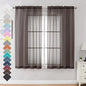 OVZME 2 Panels Sheer Curtains 63 Inches Long Light Weight Soft Voile Drapes, Window Curtain Sheers Elegant Rod Pocket Top for Basement Kitchen Bedroom Living Room, Each is 42W x 63L, Brown Chocolate