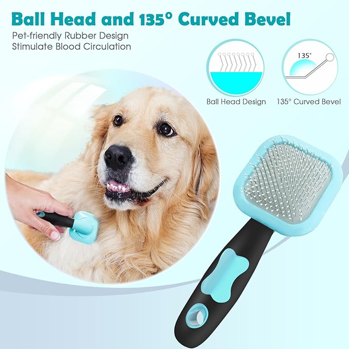 Slicker Brush, Dog Brush Gently Cleaning Pin Brush for Shedding Dog Hair Brush for Small Dogs Puppy Yorkie Poodle Rabbits Cats-Mewly Pet
