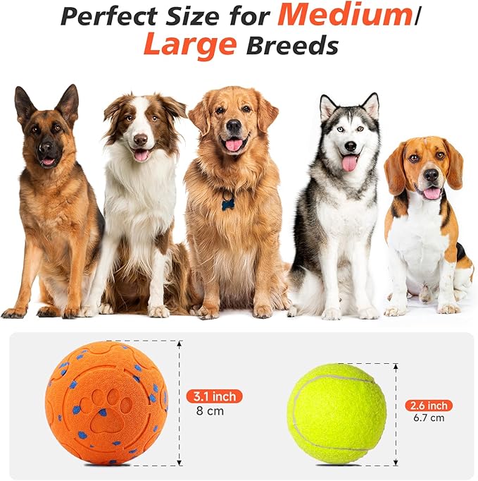 Interactive Dog Ball Toy, Automatic Moving Bouncing Rotating Smart Ball with 3 Modes, Durable E-TPU Material for Medium & Large Dogs, IP54 Waterproof Stimulation Toy to Keep Dog Busy & Active-Mewly Pet