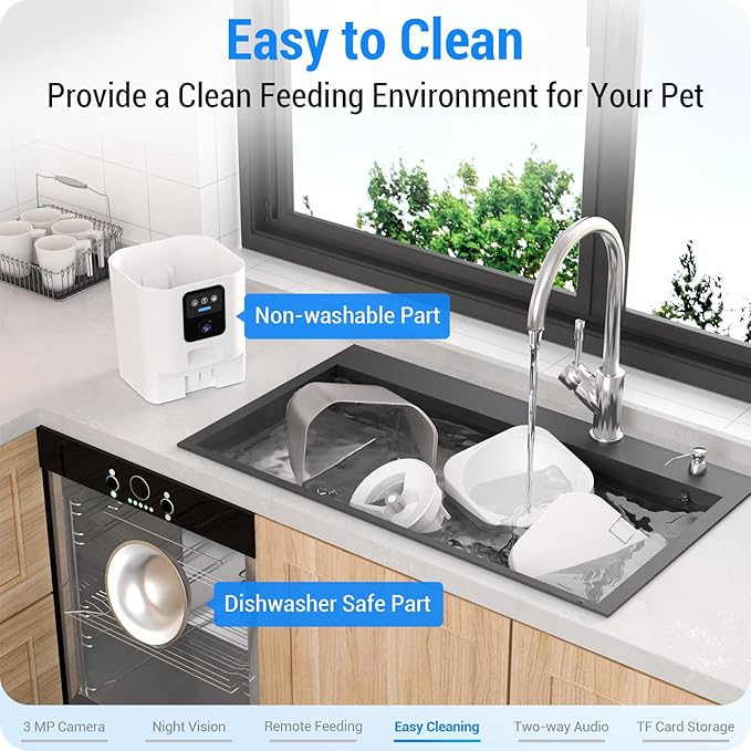 Automatic Cat Feeder with 2K Camera: 5G WiFi Automatic Dog Feeder with Night Vision,Cat Food Dispenser with 7L Large Food Storage Container for Multiple Pet,Detachable for Easy Clean -29 Cup-Mewly Pet