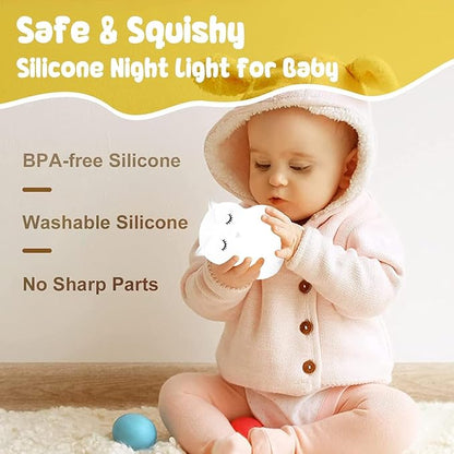 LED Night Light for Kids Cute Sleepy Owl Bedside Lamps - Convenient for Reading & Soothe Baby to Sleep Training Nursery Lights Up Toddler Bed Room Dimming & Timer &Rechargeable Decor Gifts for Women