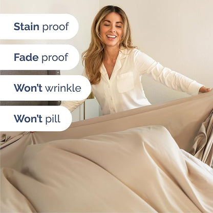 Queen 6 Piece Sheet Set - Comfy Breathable & Cooling - Ultra Soft Hotel Luxury Bedding Set w/ 8-16 Inch Deep Pockets - 1 Flat & 1 Fitted Sheet & 4 Pillowcases - Cozy, Wrinkle Free & Easy Care - Cream