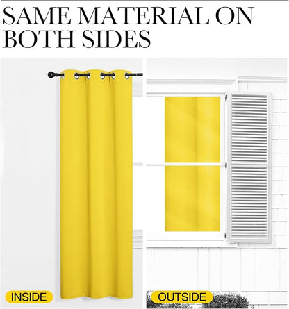 NICETOWN Bedroom Curtain Panels Draperies, Thermal Insulated Solid Grommet Curtains/Drapes (Bright Yellow, 1 Pair, 34 by 45-inch)