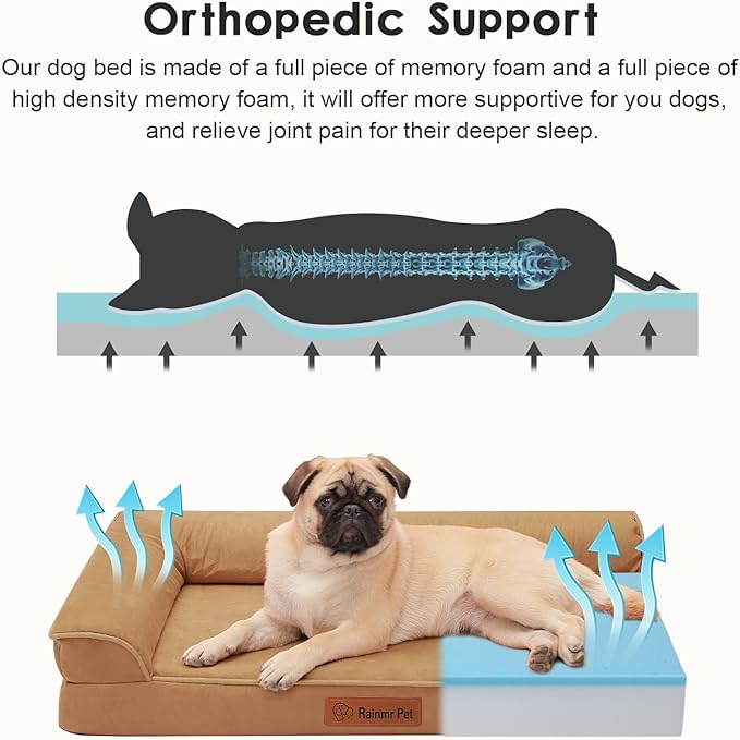 Chew Proof Dog Bed, 3" Memory Foam Dog Bed for Small and Medium Dogs, Removable and Washable Microsuede Cover, Waterproof Liner, Nonskid Bottom, 30x20 Inches S Khaki-Mewly Pet