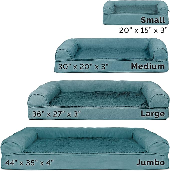 Furhaven Cooling Gel Dog Bed for Large/Medium Dogs w/ Removable Bolsters & Washable Cover, For Dogs Up to 55 lbs - Plush & Suede Sofa - Deep Pool, Large-Mewly Pet