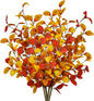 16pcs Artificial Fall Leaves Stems, 27" Fall Flowers Eucalyptus Leaves Branches Faux Fall Leaf Spray Fall Decorations for Home Floral Arrangement Autumn Table Centerpiece