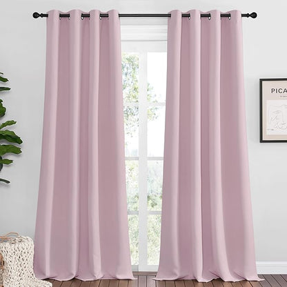 NICETOWN Baby Pink Blackout Curtains 102 inches Length for Living Room, 2 Panels, 55" Wide, Thermal Insulated Long Drapes for Large Window