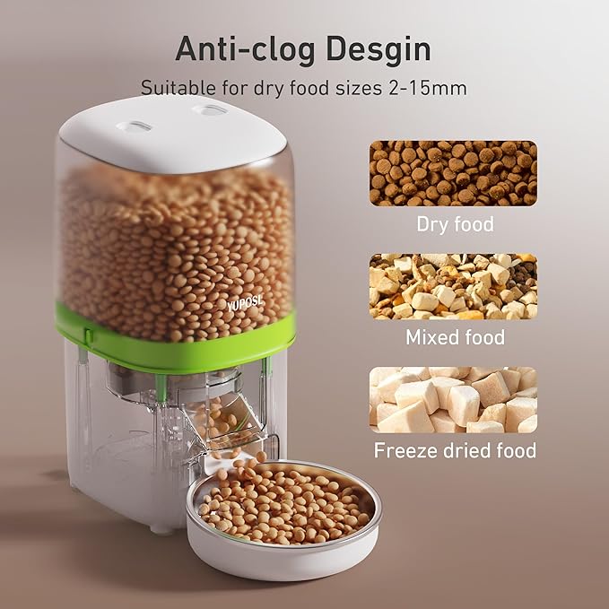 Automatic Cat Feeder - 4L Timed Auto Pet Feeder for Cat and Dog with Dry Food Dispenser, 180-day Battery Life, 1-6 Meals Per Day, 1-16 Portion, Desiccant Bag Keeps Food Fresh-Mewly Pet