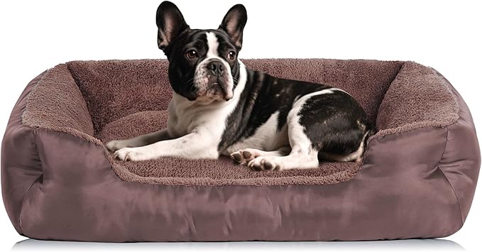 Dog Beds for Small Dogs Washable, Rectangle Dog Bed, Warming Soft Calming Sleeping Puppy Bed with Anti-Slip Bottom-Mewly Pet