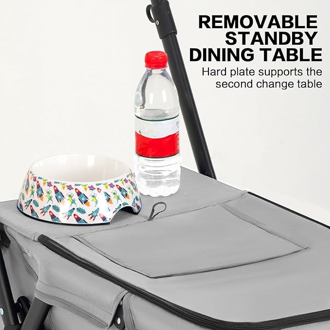 Pet Stroller Cat Dog Stroller Travel Folding Pet Carriers（Gray）-Mewly Pet