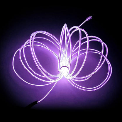 MaxLax EL Wire Purple, 2M Portable Battery Pack Neon Light Strip 360° Cuttable Glowing Rope Lights for Parties, Halloween, DIY Decoration