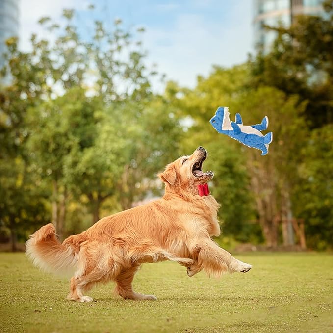 DODODOLA Dog Toys Dinosaur Dog Toy Blue Stuffed Animals Chew Toy Plush Squeaky Dog Birthday Toys for Small Large Big Dogs-Mewly Pet