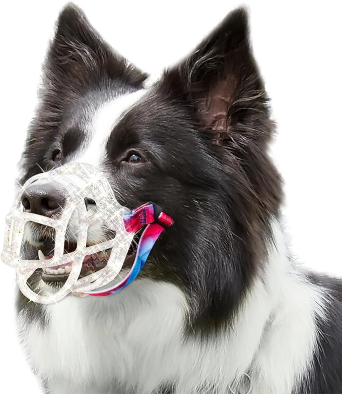 Basket Muzzle Allows Panting Drinking - Anti Biting Chewing, Suitable for Grooming Trimming Training, Transparent, Size 4-Mewly Pet