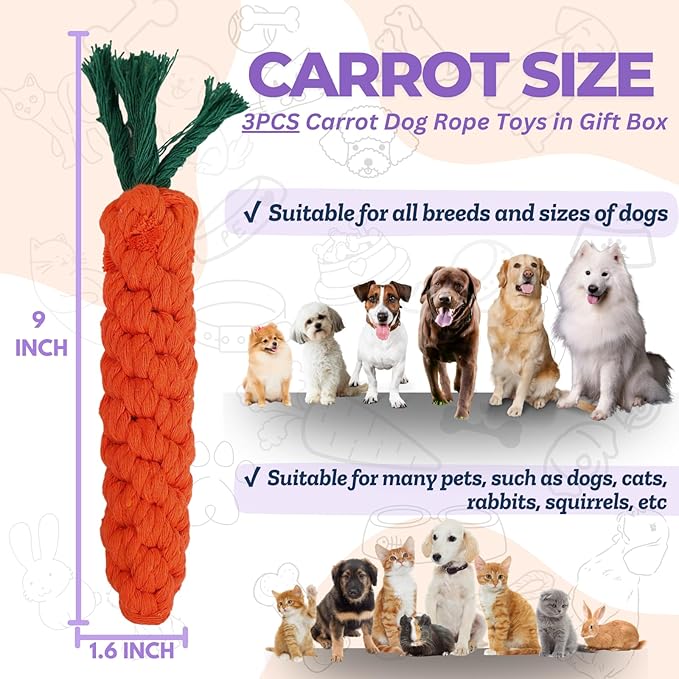 3PCS Orange Woven Pet Chew Set, Puppy Teething Chews, Dog Chew Treats, Cat Teething Playset, Safe Braided Chews for Pets, Durable & Interactive-Mewly Pet