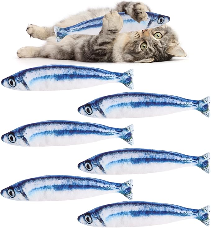 Catnip Saury Fish Toys,6pcs Cat Teething Chew Plush Toys for Pet Cat Lovers Relieve Stress Gifts Teething Chew Indoor Outdoor-Mewly Pet