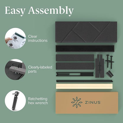 ZINUS Judy Upholstered Platform Bed Frame, Mattress Foundation, Wood Slat Support, No Box Spring Needed, Eco Friendly WonderBox (TM), Easy Assembly, Dark Grey, Full