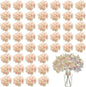 WEISPARK 100PCS Artificial Hydrangea Flowers, Fake Flowers Silk Hydrangea Full Flowers Heads with Stems for Wedding Home Party Shop Baby Shower Decor (Pink Beige)