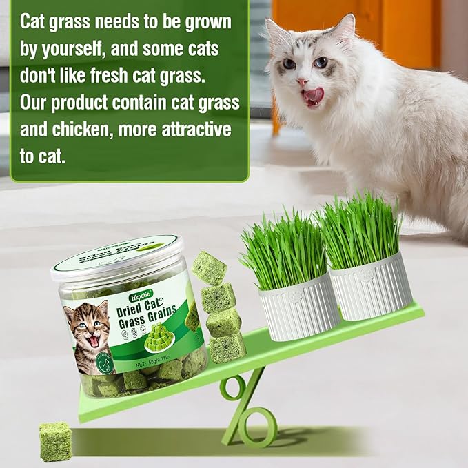 50g Cat Grass Teething Treat, Delicious Cat Grass Teething Snack Edible Cats Chew Toy for Teeth Cleaning and Hairball Removal-Mewly Pet