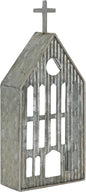 Church Shaped Tea Light Candle Holder Farmhouse Galvanized Metal Candle Holder Vintage Decorative Tealight Holder for Table Centerpiece Decoration - 4.53" x 1.97" x 10.43"