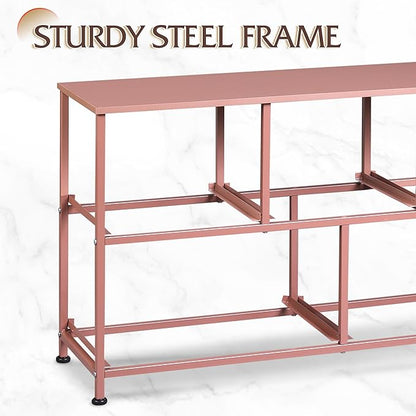 WLIVE Dresser for Bedroom with 5 Drawers, Wide Chest of Drawers, Fabric Dresser, Storage Organization Unit with Fabric Bins for Closet, Living Room, Hallway, Pink and Rose Gold