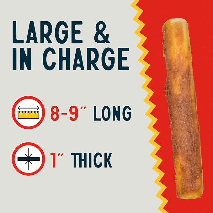 Canine Chews 8-9" Chicken Coated Dog Rawhide Retriever Rolls (25 Pack) - Chicken Rawhide Bones for Large Dogs - 100% USA-Sourced Chicken Coated Dog Rawhide Chews - Healthy Dog Dental Chew Rawhides-Mewly Pet