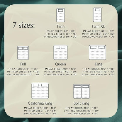 LuxClub 4 PC California King Sheet Set, Breathable Luxury Bed Sheets, Deep Pockets Wrinkle Free Cooling Sheets Machine Washable Hotel Bedding Silky Soft - Emerald Cal King