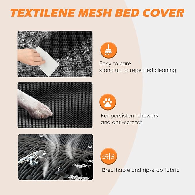 Heeyoo Elevated Dog Bed, Cooling Raised Pet Cot with Chew Proof Washable Breathable Mesh and Metal Frame, Portable Dog Cot Bed with No-Slip Feet for Outdoor or Indoor Use-Mewly Pet