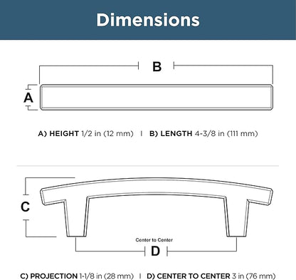 Franklin Brass Pierce (5-Pack) Cabinet Handles 3' Hole Center Matte Black Kitchen Drawer Pulls Dresser, Furniture Hardware P29519K-FB-B
