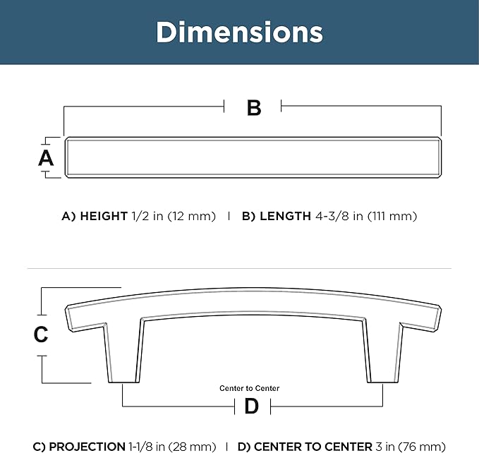 Franklin Brass (10-Pack) – Matte Black Cabinet Handles, 3 Inch Hole Center, Pulls for Drawers, Kitchen Cabinet Door, Dressers | Pierce