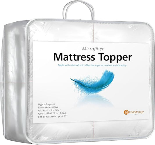 HOSPITOLOGY PRODUCTS Hypoallergenic Mattress Cover- Overstuffed - Deep Pocket - Goose Down Alternative Pillow Top Mattress Topper Full XL- 54" W x 80" L