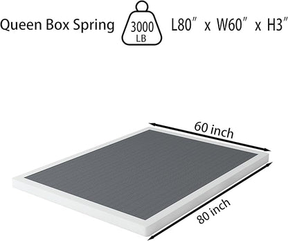 Low Profile Box Spring Queen - 3 Inch Box Spring Queen Heavy Duty Bed Foundation Metal Bed Base Easy Assembly