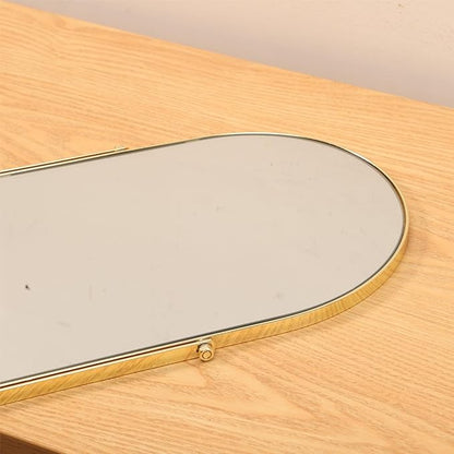 Golden Metal Mirror Vanity Table Desk Arch Makeup Bathroom Mirror Rotation Framed Standing Mirrors 90°Adjustable Room Decor for Living Room,Bedroom,Tabletop