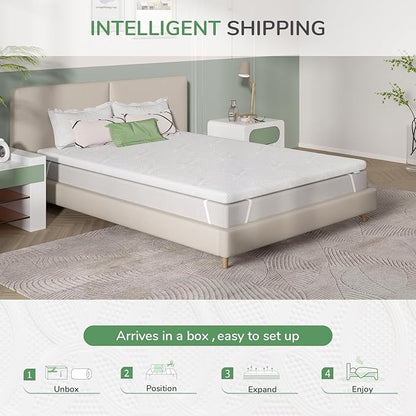 Novilla 4 Inch Twin Mattress Topper, Medium Firm Gel Memory Foam Mattress Topper for Back Pain Pressure Relieving, Motion Isolation & Airflow Design, CertiPUR-US Certified