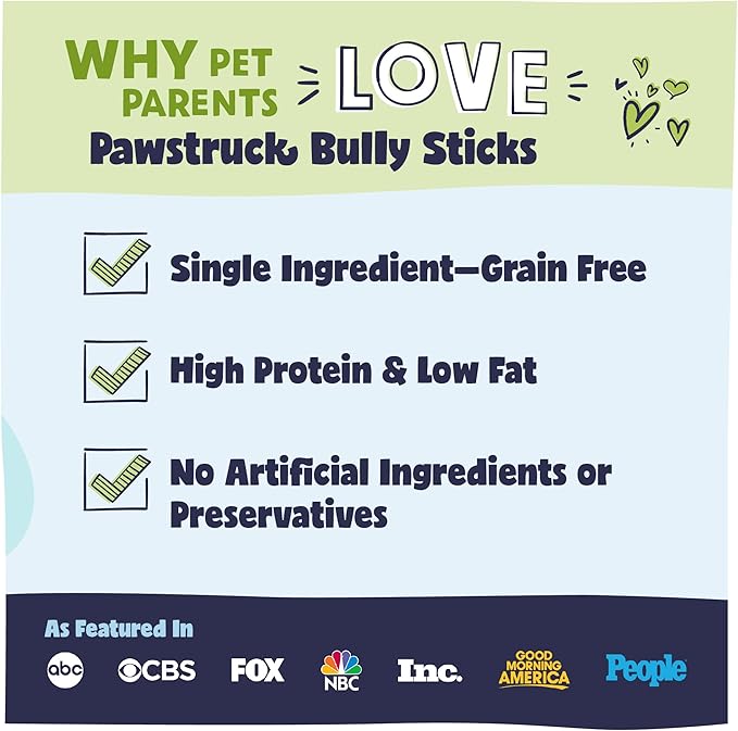 Pawstruck Natural 3–5" Bully Sticks for Small Dogs and Puppies – Single Ingredient, Low-Odor, Rawhide-Free Chew Treat – 100% Real Beef, No Artificial Preservatives – 8 oz Bag – Packaging May Vary-Mewly Pet
