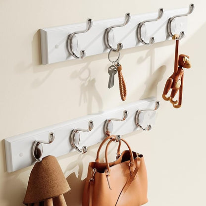 AMADA HOMEFURNISHING Coat Rack Wall Mount 2 Pack, Wall Hooks for Coats, Hats - White