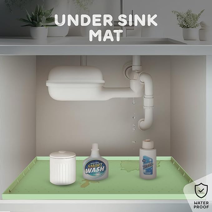 32x24x1” XL Dog Food Mat - All Purpose Under Sink Liner, Washer and Dryer Covers for The Top, Silicone Griddle Mat for Blackstone - Raised Edges Dog Mat for Food and Water Prevent Spill, Waterproof-Mewly Pet