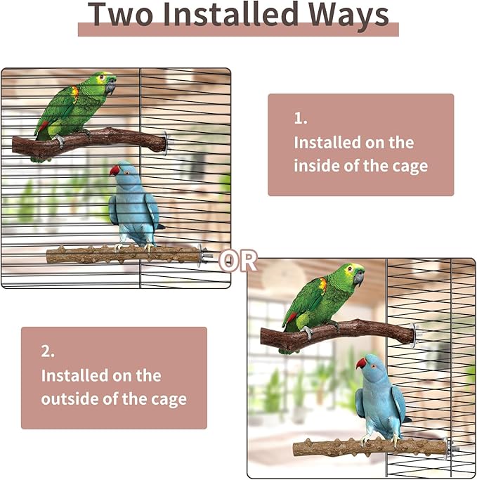 Bird Perches, 5pcs Natural Wood Birds Stand Branch, Bird Perch Chewing Stick Cage Accessories Parrot Climbing Standing Branches Paw Grinding Fork Sets for Cockatiels Ringneck Parrots-Mewly Pet