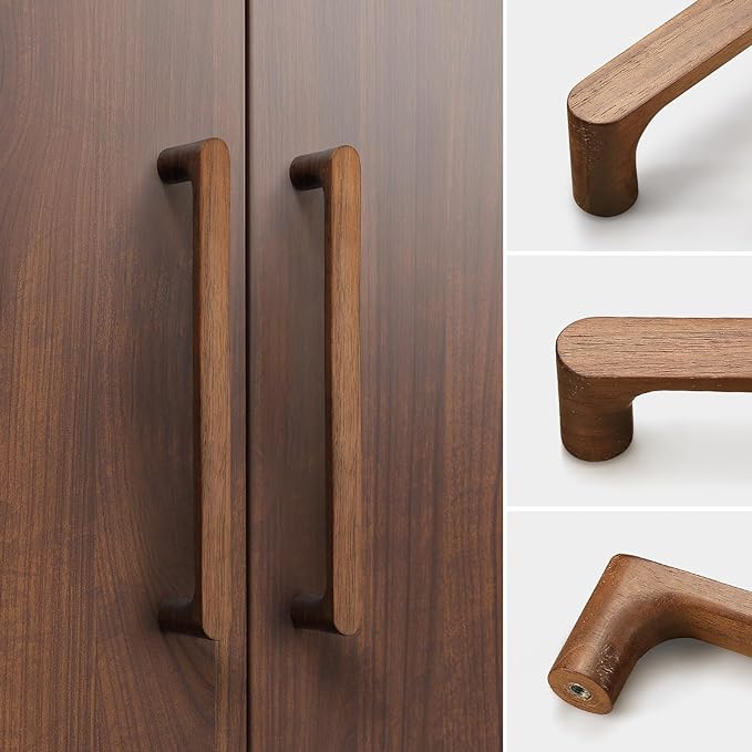 Black Round 7-1/2in 10 pcs Wooden Drawer Pulls Handle pulls for cabinets Kitchen Cabinet Drawer pulls Cabinet Door Pull