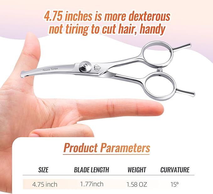 Dog Grooming Scissors: 4.75" Pet Curved Shears Made Of Advanced Stainless Steel Alloy for Trimming Dogs Cats and Other Pets Face and Paws-Mewly Pet