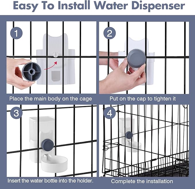 Rabbit Water Bottle 33oz Hamster Water Bottle Hanging Guinea Pig Water Dispenser Include Hay Feeder Bag Set for Bunny Small Pet Animal-Mewly Pet