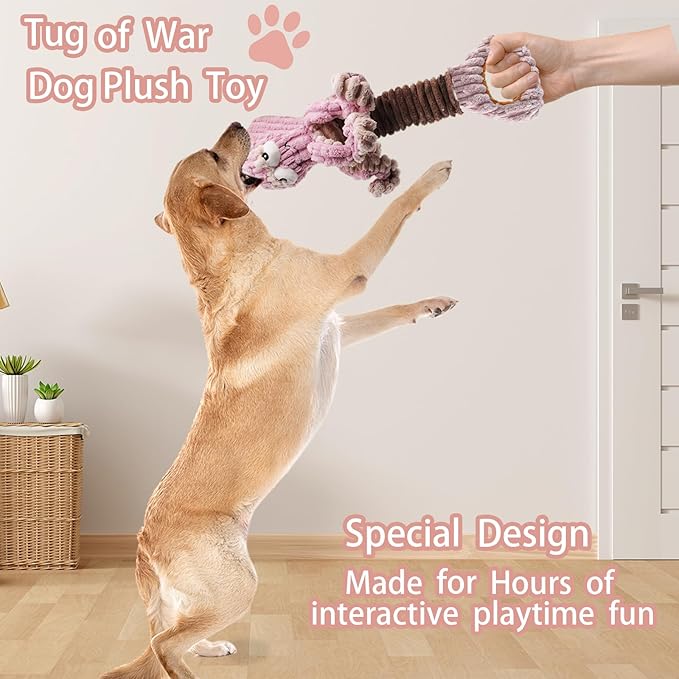 Squeaky Dog Toys, Octopus Dog Toy Interactive Tug of War Puppy Toy to Keep Them Busy(Purple)-Mewly Pet