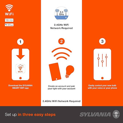 SYLVANIA Wifi LED Smart Light Bulb, 65W Equivalent Dimmable Soft White BR30, Compatible with Alexa and Google Home Only - 4 Pack (75689)