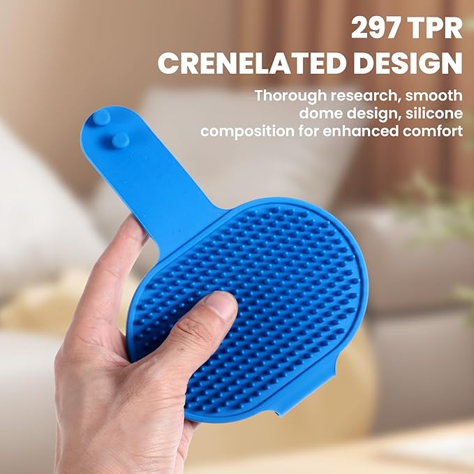 4Pcs Silicone Cat Grooming Brush Set, Multi-Functional Cat Self Groomer for Indoor Cats, Wall Mounted Face Scratchers, Grooming Strap Pad for Sofa & Chair Legs (Blue, Red)-Mewly Pet