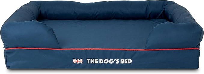 The Dog’s Bed Orthopedic Dog Bed Large Blue Oxford with Red Trim UK Flag Dog Bed 36x27 Memory Foam, Pain Relief: Arthritis, Post Surgery, Lameness, Veterinary Approved, Waterproof Washable Cover-Mewly Pet