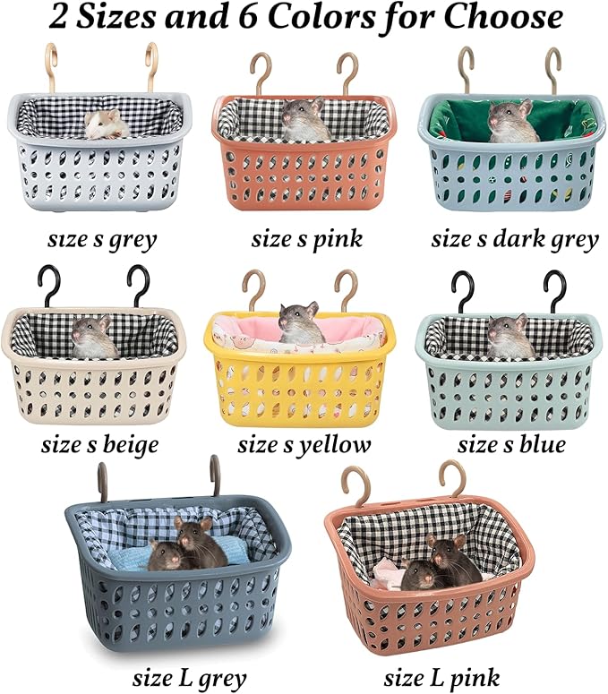 JWShang Rat Hammock for Cage - Chew Proof Warm Bed, Hanging Accessory for Small Animals, Mouse, Guinea Pig, Chinchilla, Sugar Glider (Small, Pink)-Mewly Pet