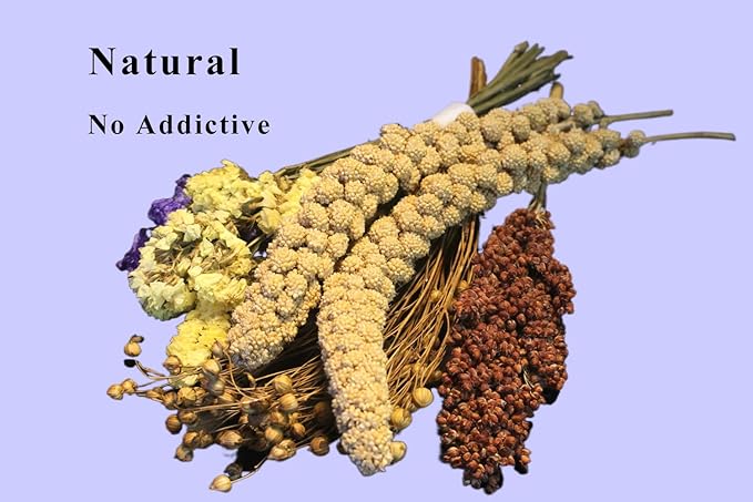 Natural Hamster Bedding - Flowers, Herbs, Sprays, Treat Cereal Grain for Cage Habitat Enclosure Decor - Hamster Chews for Dwarf Syrian Gerbils, Mice, Rat Forage - Pet Accessories-Mewly Pet